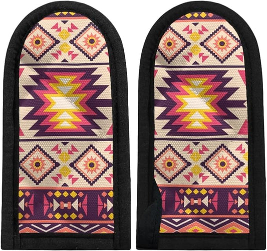 Coldinair Native Aztec Print Hot Handle Covers,Pan& Pot Sleeve Heat Resistant Cast Iron Handle Holders for Kitchen Cooking Baking,Set of 2