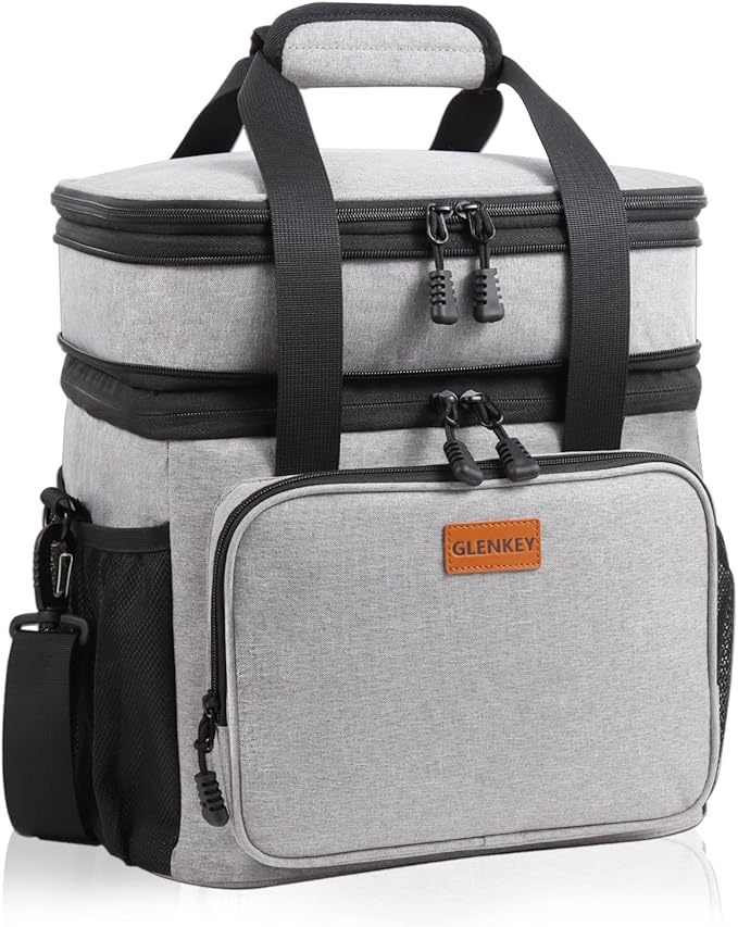 Expandable Lunch Box Cooler Bag - Insulated Soft Lunch Bag for Men Women - Large Lunchbox for Adults Work Camping Outdoor Travel Grey 22L