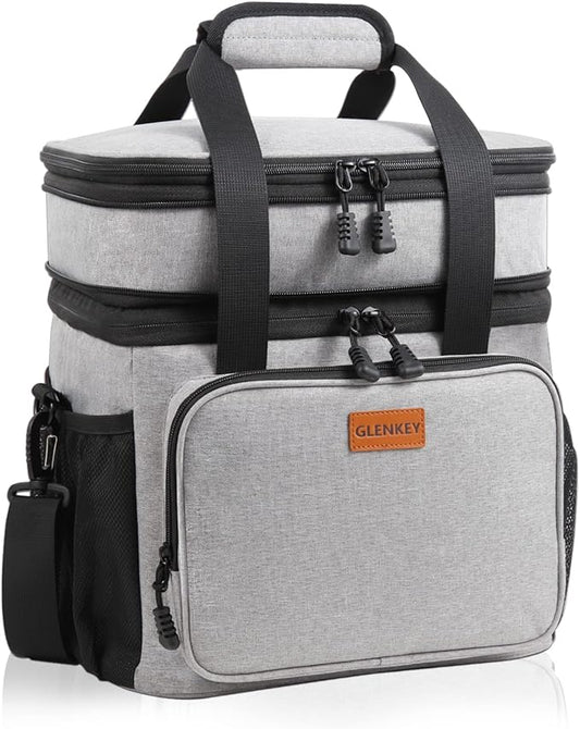 Expandable Lunch Box Cooler Bag - Insulated Soft Lunch Bag for Men Women - Large Lunchbox for Adults Work Camping Outdoor Travel Grey 22L