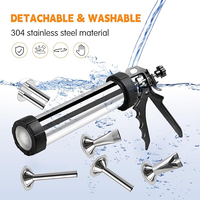 Professional Beef Jerky Gun Kits Stainless Steel Jerky Maker - Jerky Maker Jerky Cannon Meat Gun Stainless Steel Jerky Gun Large Capacity Jerky Making Kit