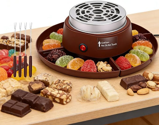 Zunate 2 in 1 Electric Smores Maker Fondue Pot, Indoor Tabletop Roaster with 4 Stainless Steel Forks Detachable Trays for Family Parties, Game Nights Desserts (US Plug 110V)