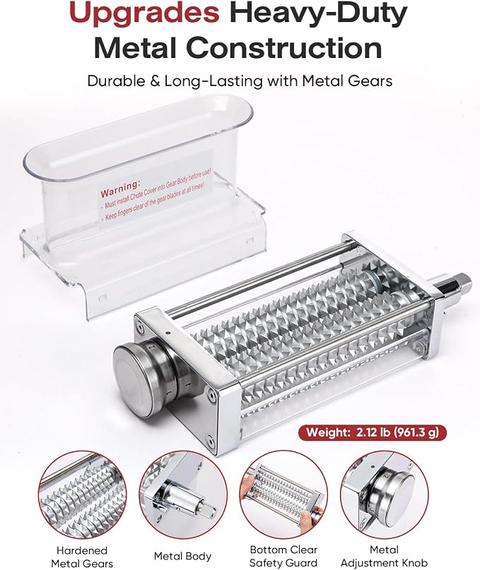 Adjustable Meat Tenderizer Attachment for KitchenAid Stand Mixer, 3 Setting | Stainless steel efficient tenderizer machine for steak, pork, lamb, venison or jerky, Safety tall chute tenderizing tools