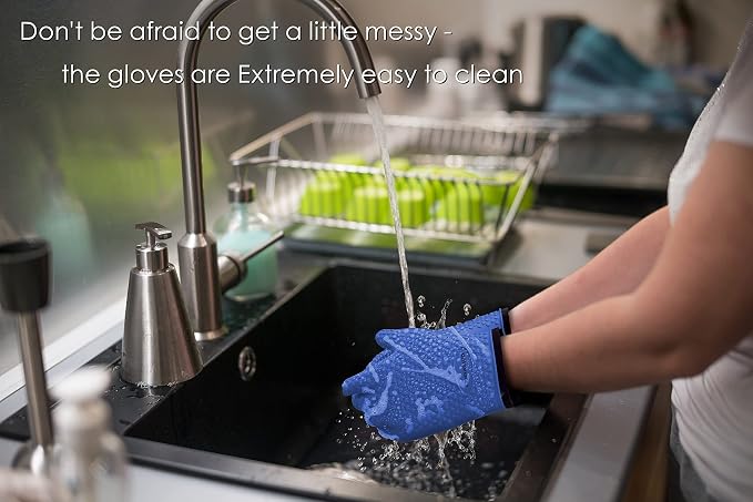 KITCHEN PERFECTION XL Silicone Smoker BBQ Gloves -Heat Resistant Oven Mitts | Waterproof, 5-Finger Design For A Better Grip, for Pitmasters, Meat Smoking, Grilling, Cooking, Frying Turkey | Grill Gift