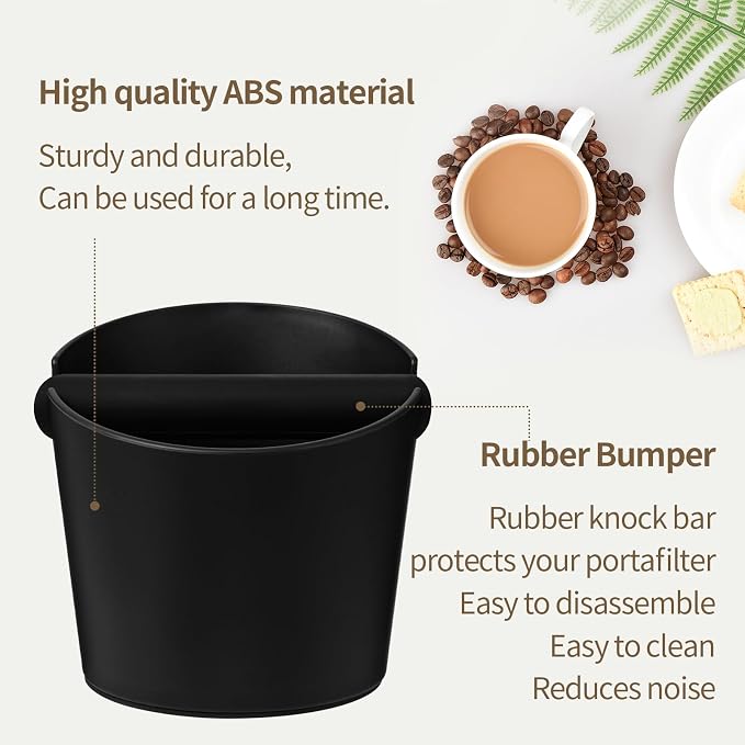 IAOSEN 6.3Inch Knock Box Large Espresso Knock Box Shock-Absorbent Knock Box Espresso with Removable Knock Bar and Non-Slip Base Espresso Machine Accessories for Home/Office