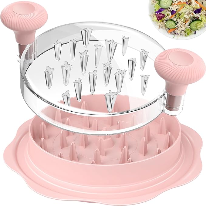 Ukeetap 10" Pro Chicken Shredder Tool Twist Large for Kitchen, Pink | BPA-Free Food-Safe Meat Grinder, Visible Chicken Breast Meat Shredder with Strong Anti-Slip Bottom & Ergonomic Handle