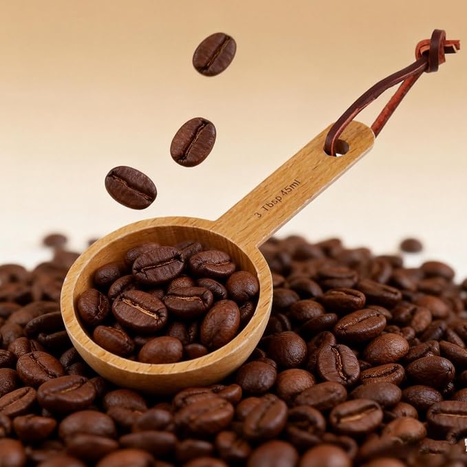 45ml Wood Measuring Spoon and Scoop Wooden Tablespoon 45ml Measuring Scoop 3 TBSP Retro Coffee Spoons for Dry Ingredients Ground Tea Spice (Wood Color, 3TBSP)