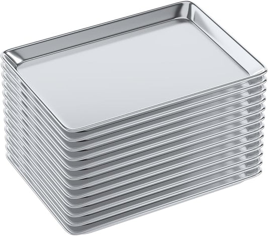 Pack of 12 | Size 13 in. x 18 in. Half Size Aluminum Bun. / Sheet Pan | Ideal for baking, roasting, cooling, prepping, or storing - a must-have in restaurants, bakeries, and busy kitchens.