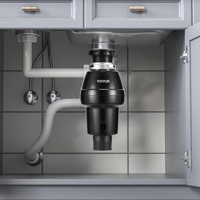 VEVOR Garbage Disposal, 3/4HP 3250RPM DC Motor, Continuous Feed Food Waste Sink Disposer, EZ Connect Food Waste Grinding System with Sound Reduction, Power Cord and Splash Guard, for Kitchen