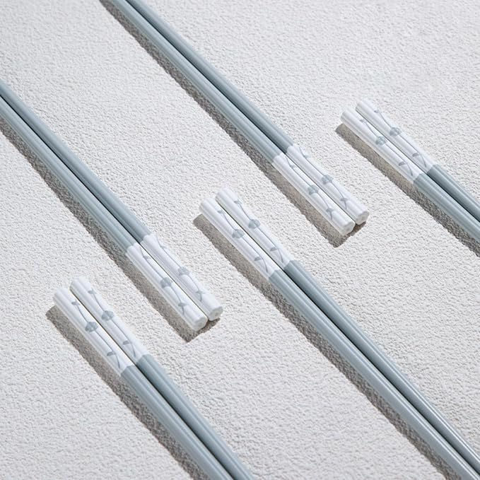 5 Pairs Fiberglass Chopsticks Dishwasher Safe, Slivek Reusable Chopsticks Non-slip and Lightweight, 24.3cm/9.57in Japanese Chinese Korean Chop Stick, Blue
