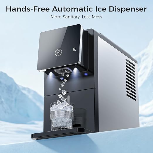 COWSAR Nugget Countertop Ice Maker, 33 lbs/Day Chewable Pellet Ice Machine with Self-Cleaning, Auto Lighting & Measured Dispensing, Portable Pebble Ice Maker for Home, Kitchen, Office, Black