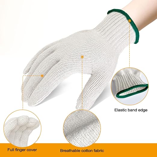 GSAFEME 12 Pairs Cotton Glove Liners for BBQ, Cooking, Grilling, Food Handling - Safety Work Gloves Hand Saver, X-Large