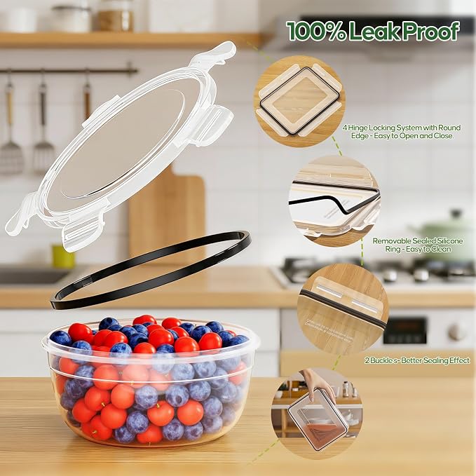 JSCARES 62 PCS Large Food Storage Containers with Lids Airtight (31 Lids & 31 Containers)- Reusable Plastic Leakproof Meal-Prep Container for Kitchen Storage Organization Microwave/Dishwasher Safe