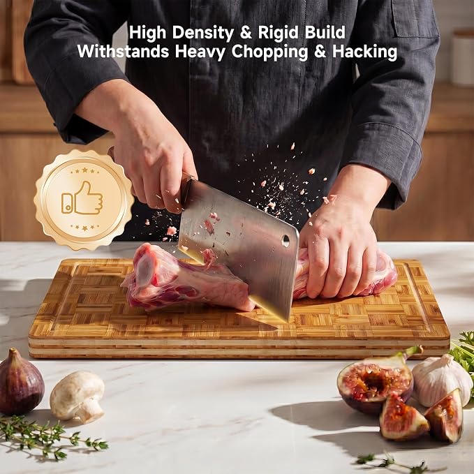 Large Cutting Board Set,Bamboo Wood Cutting Boards For Kitchen,3 Packs | Chopping Board With Juice Groove, For Butcher Block,Vegetables,Fruits And Cheese