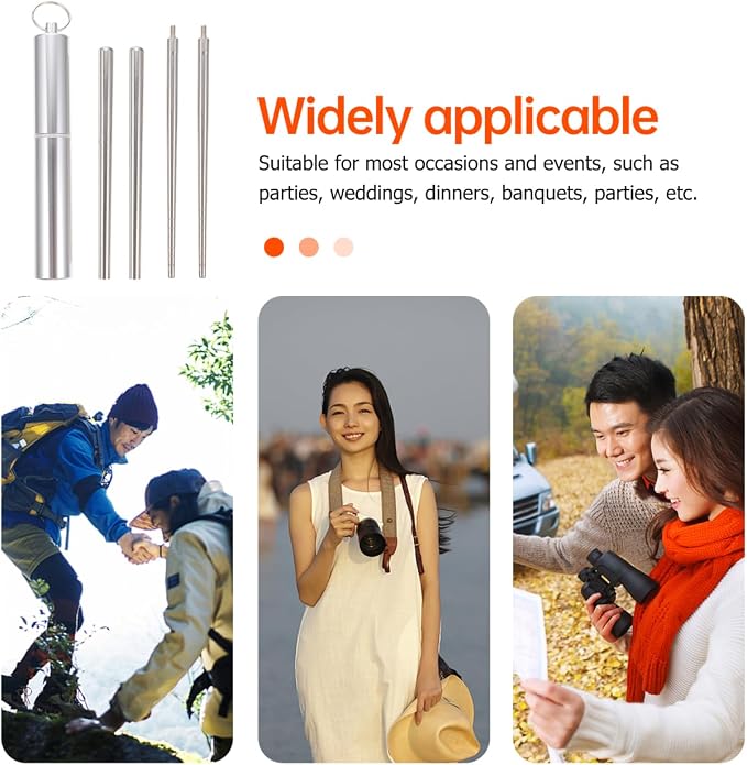 1 Set Folding Chopsticks Travel Utensils with Case Stainless Steel Tableware Retractable Chopsticks Chinese Outdoor Cutlery 304 Stainless Steel Foldable Student Noodle