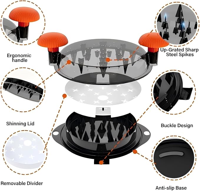 Chicken Shredder Tool Twist Large Chicken Breast Shredder Tool-Meat Shredder Meat Masher for Chicken Ground Beef Pork with Up-grated Stainless Steel Spikes Kitchen Gadgets Essentials (Orange&Black)