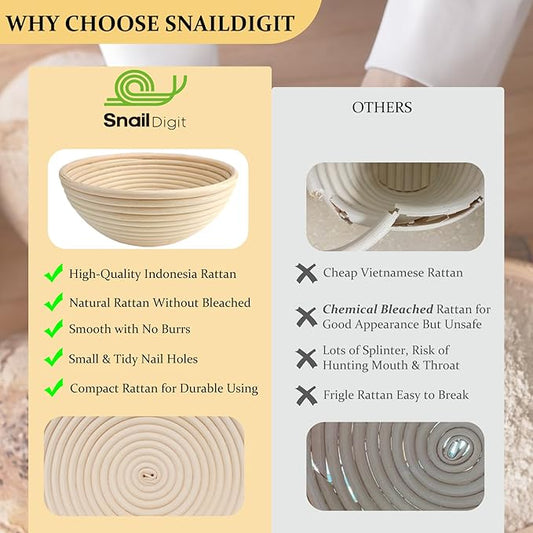 Banneton Bread Proofing Basket Set of 2: 9 Inch Round Sourdough Proofing Bowls for Artisan Bread Making for Professionals and Home Bakers