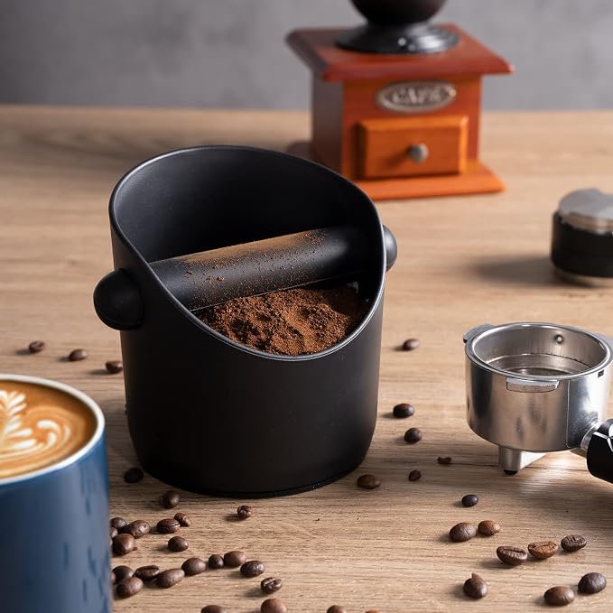 HOMEE Espresso Knock Box Coffee Grounds Container with Removable Knock Bar | Espresso Dump Bin with Non-Slip Base,Shock-Absorbent Espresso Accessories,Durable Barista Tool for Coffee Bar Kitchen Counter