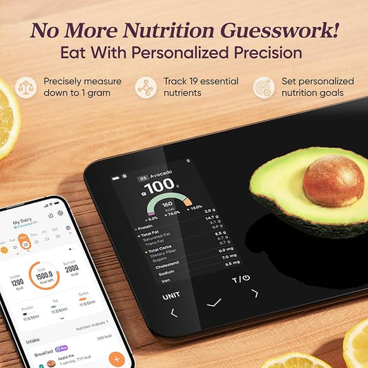 Cosori Smart Food Scale with Nutritional Calculator, USB Rechargeable, 11lb | AI Food Scan, Barcode Scan, 50 Food Preload, Free APP with 19 Nutrients, Calorie & Macro Tracking for Weight Loss