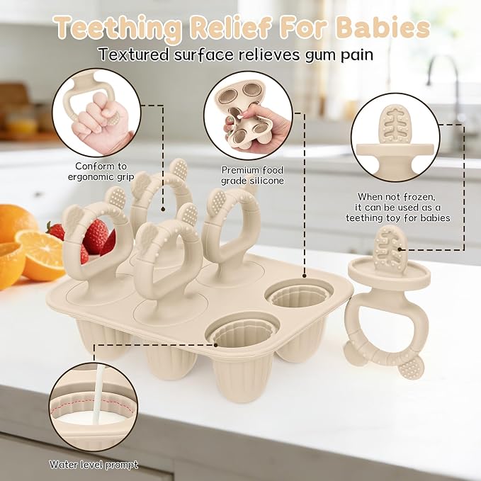 2Packs Silicone Baby Popsicle Molds with Sticks | Breastmilk Popsicle Molds for Teething Relief, Frozen Treats Maker Popsicle Maker Ice Pop Mold for Toddlers Kids