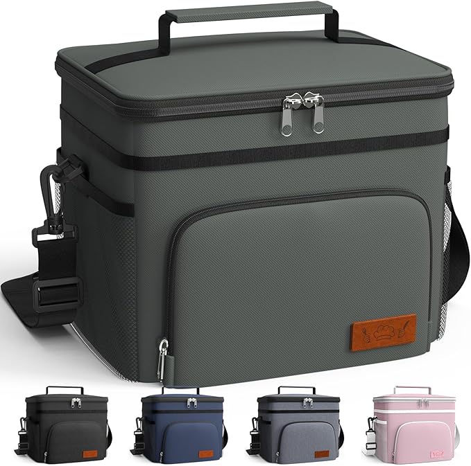 HOTOR Insulated Lunch Box Men Women Leak-Proof Cooler Lunch Bag 9L | 4 Pockets, Adjustable Strap, Ideal for Work, Picnic, Travel, Camping, Gift