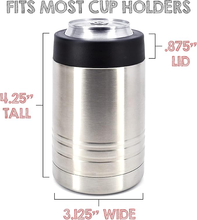 4-in-1 Stainless Steel 12 oz Double Wall Vacuum Insulated Can or Bottle Cooler Keeps Beverage Cold for Hours - Also Fits 16 oz Cans - Stainless Steel - Clear Water Home Goods
