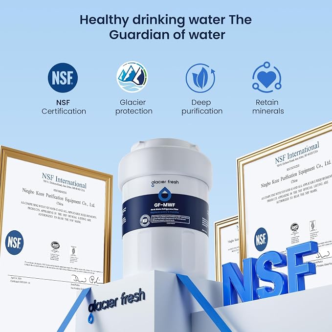 GLACIER FRESH MWF Refrigerator Water Filter Compatible with GE, 3-Pack | Compatible with SmartWater MWFP, MWFA, GWF, HDX FMG-1, WFC1201, RWF1060, 197D6321P006, Kenmore 9991