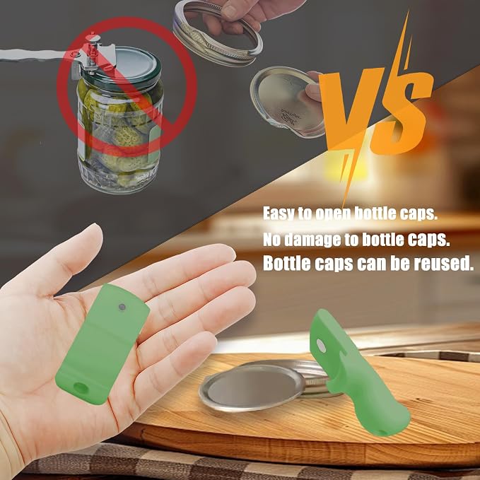 Mason Jar Opener and Canning Tool, Compatible with Mason Jar Lids, Releases Vacuum Seal on Wide Mouth and Regular Mouth, Magnetic Lid Lifter for Canning, Pickling (dark green)