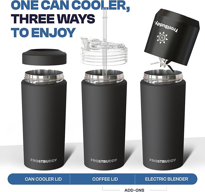 Frost Buddy XL Can Cooler - Fits 12/16/20/24 oz Cans & Bottles | Keeps drinks chilled 12+ hrs | No sweat, no condensation | Fits slim & standard cans