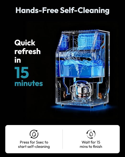 EUHOMY Commercial Ice Maker Machine,100lbs/24H Stainless Steel Under Counter Ice Machine with 33lbs Storage Bin, Freestanding Ice Maker for Home/Bar/Cafe/Restaurant(Mirror-Polished Stainless Steel)