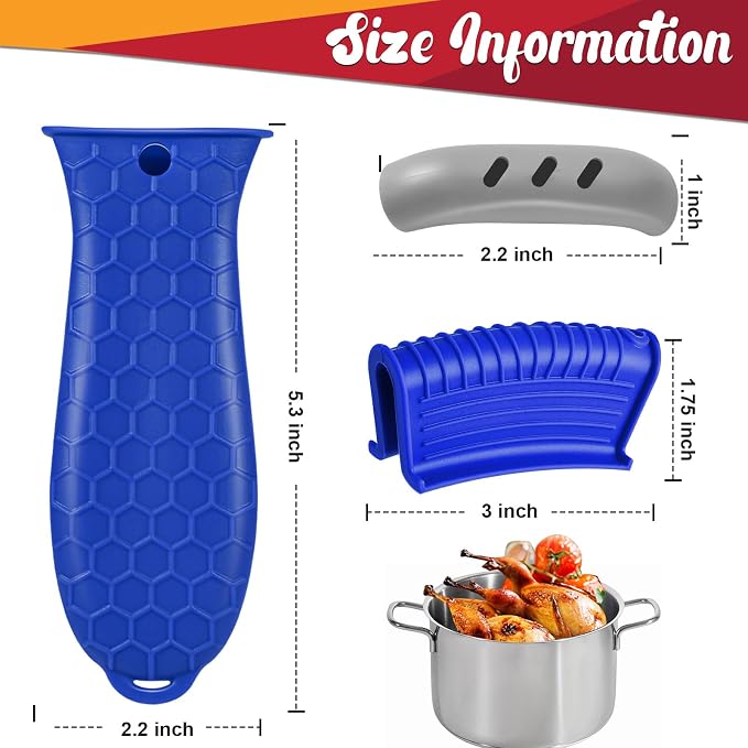 10Pcs Cast Iron Handle Cover, Silicone Pot Holders | Non-Slip Heat Resistant Cast Iron Skillet Covers Potholder for Frying Pans and Griddles Kitchen Supplies under 400℉