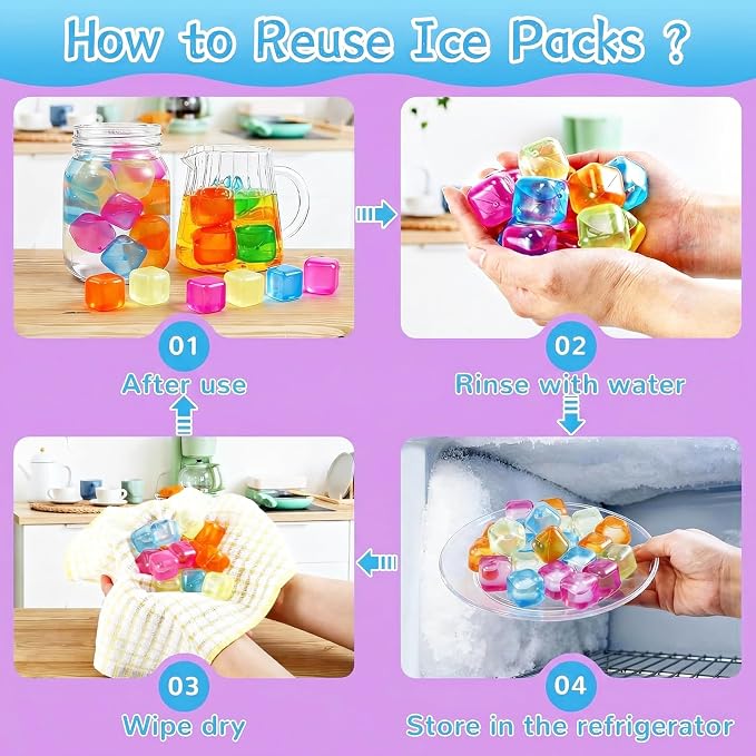 100PCS Reusable Ice Cubes, Plastic Cubes, 1 Inch, Colorful, Square | Refreezable Square Ice Cube, Washable Non Diluting Cube for Drinks, Coffee, Whiskey, Cocktails, Wine, Multicolor