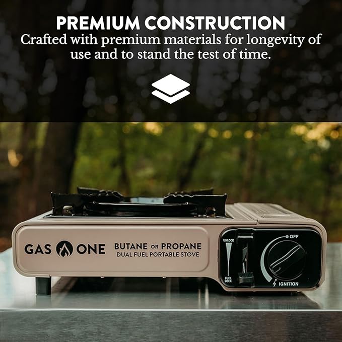 Gas One GS-3400P Propane or Butane Stove Dual Fuel Stove Portable Camping Stove - Patented - with Carrying Case Great for Emergency Preparedness Kit