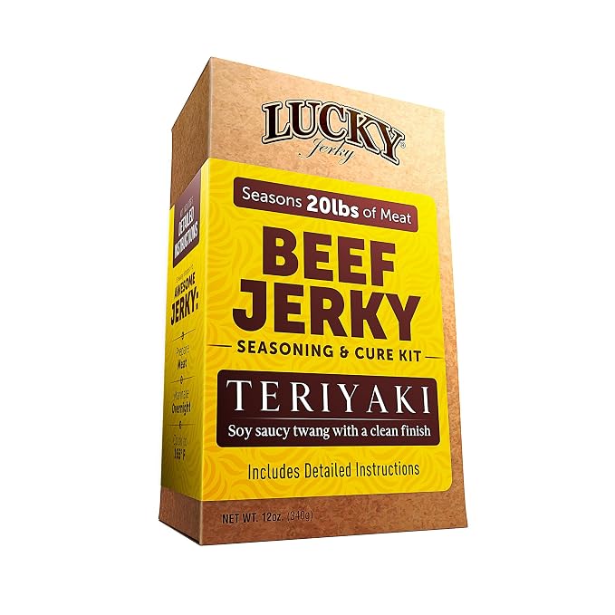Lucky Jerky Teriyaki DIY Beef Jerky Seasoning and Cure Kit, 12 Oz | Make Your Own Teriyaki Beef Jerky at Home, Traditional Not Overly Sweet Flavor, Seasons 20 lbs of Meat
