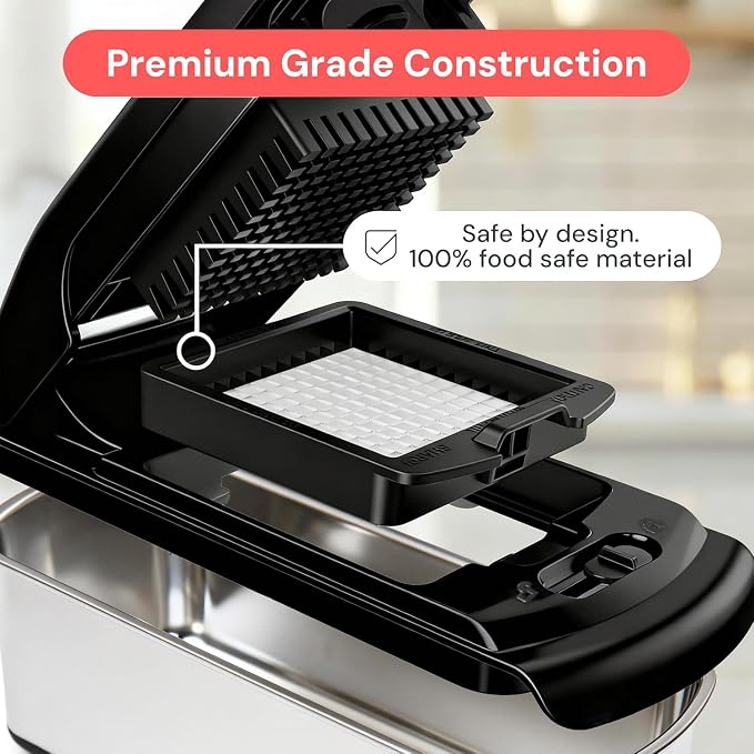 Fullstar Pro Original Vegetable Chopper & Spiralizer, Kitchen Prep Tool | 4 in 1 Veggie Slicer, Onion & Fruit Cutter with Sharp Stainless Steel Blades & Container (Stainless Steel)