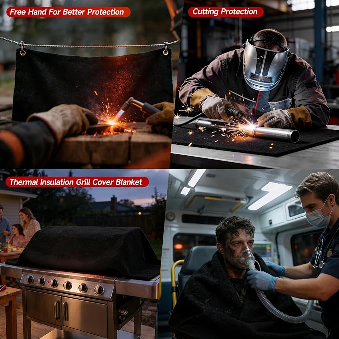 Carbon Felt Welding Blanket 4x6ft, 1800°F Fireproof Heat Resistant Fabric, Fire Blanket & Heat Shield Mat for Grilling, Soldering, Brazing