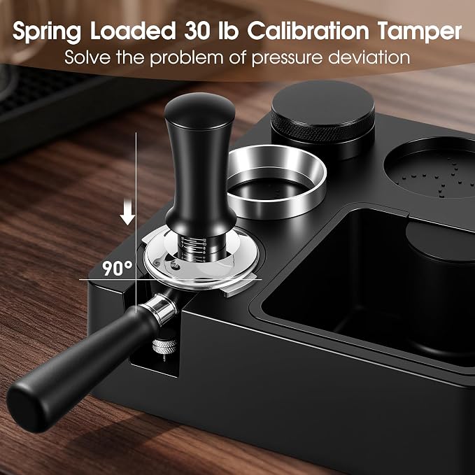 Reoszeank 58mm Espresso Accessories Kit, Espresso Knock Box and Tamping Station, Coffee Tamper, Distributor, WDT Distribution Tool, Dosing Funnel and Puck Screen Set Fits Breville 58 mm Portafilter