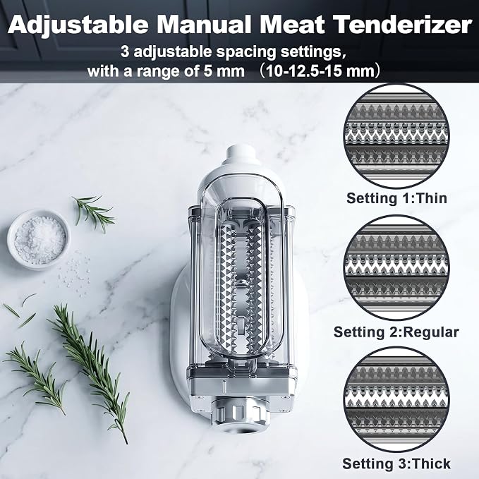COFUN Manual Meat Tenderizer Tool with 3 Adjustable Spacing (10/12.5/15mm) | Transparent Protective Cover, Premium Metal Meat Tenderizer for Steak Beef Pork Lamb, for Marinating & Grilling, Removable