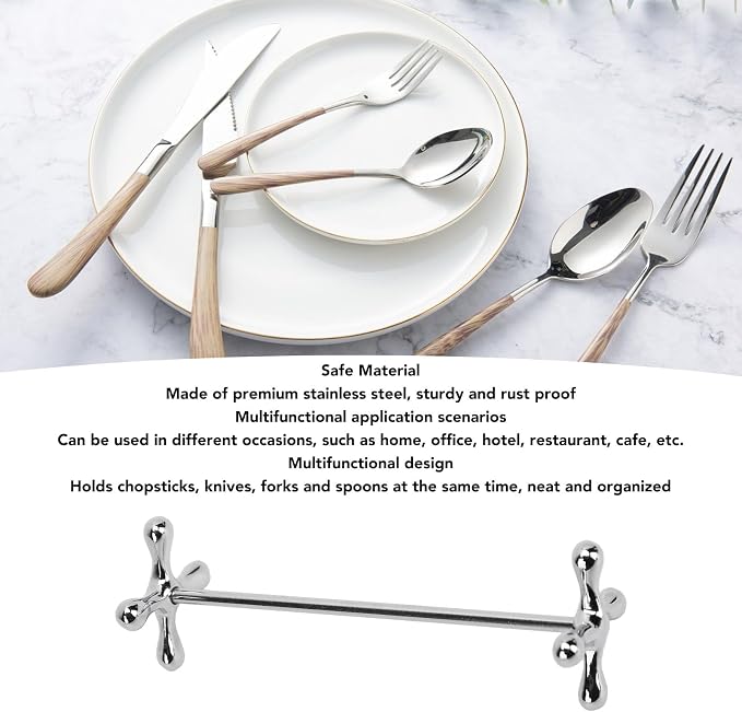 4Pcs Metal Chopsticks Rest Set, Stable Prevent Slip Multifunctional Knife and Chopstick Holder Stainless Steel Chopsticks Rest Pillow for Spoons Forks Knifes