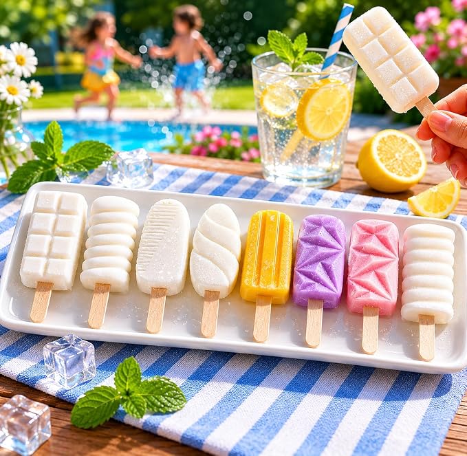 8-Cavity Silicone Popsicle Mold, Geometric-Shaped Ice Cream Mold, BPA-Free Ice Pop Mold, Suitable for Making Cake Pops, Popsicles, Cake Popsicles