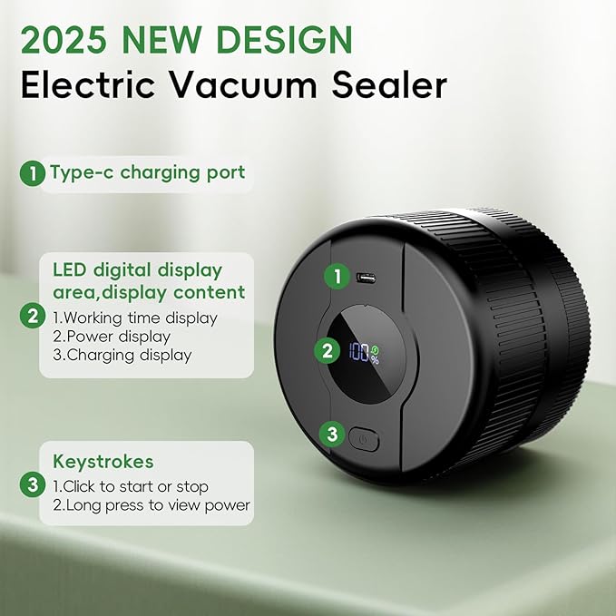 Mason Jar Vacuum Sealer Kit, Electric Sealer for Wide, Regular Mouth Mason Jars, Portable Vacuum Sealer for Jars, Birthday Gifts for Her, Gifts for Mom, Grandma