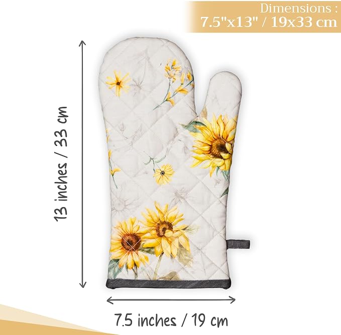 Maison d'Hermine Oven Gloves 100% Cotton Oven Mitt (7" x 13", Pack of 1) | With Loop Heat Resistant BBQ Cooking Gloves Baking Grilling Kitchen Handling Hot Pans Spring Summer - Candice