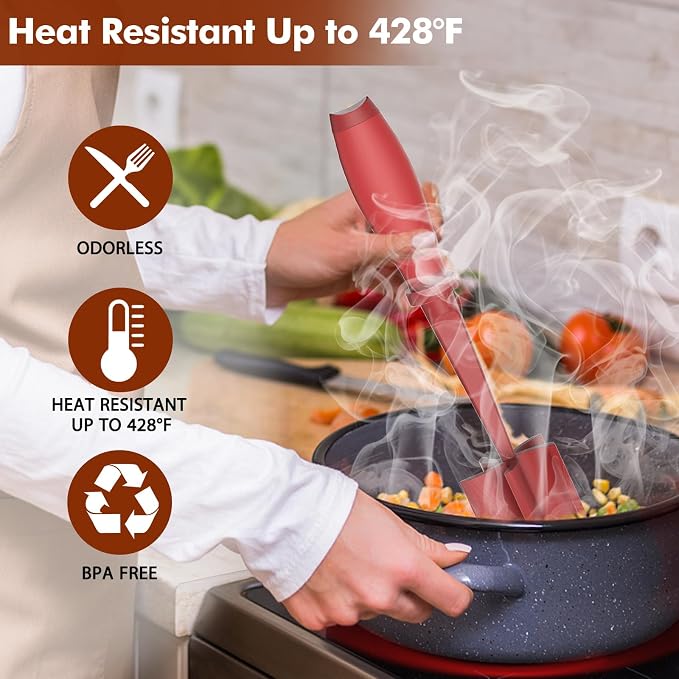 2Pack Meat Chopper Hamburger Masher Ground Beef Smasher Utensil Mix Tool | Upgrade Heat Resistant Meat Masher, Nylon Potato Mashers Beef Smasher, Dishwasher Safe Non Stick Mix & Chop Tool Gift-Red