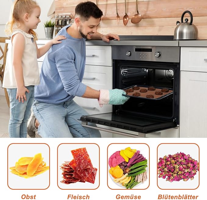6 Pcs Silicone Dehydrator Sheets with Edge for 14" x 14" Trays, Non-stick Silicone Tray Liner for Excalibur Dehydrator, Reusable Mats Square Dryer for Jerky, Fruit, Meat, Herbs,Crackers