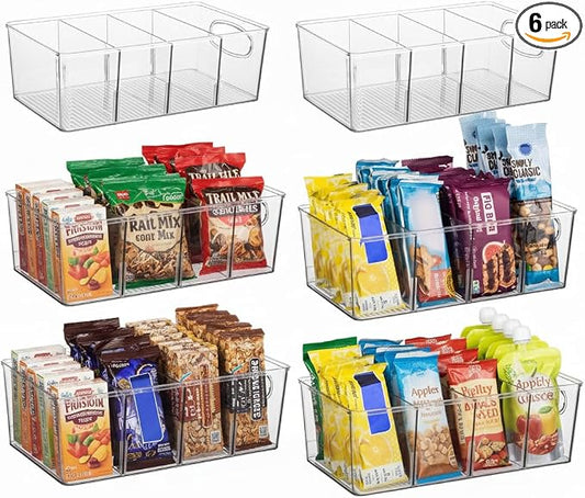 ClearSpace Pantry Organizers and Storage and Cabinet Organizer, 6 Pack | Organize snacks, groceries, and kitchen essentials with storage bins designed for pantry shelves, refrigerators, and cabinets