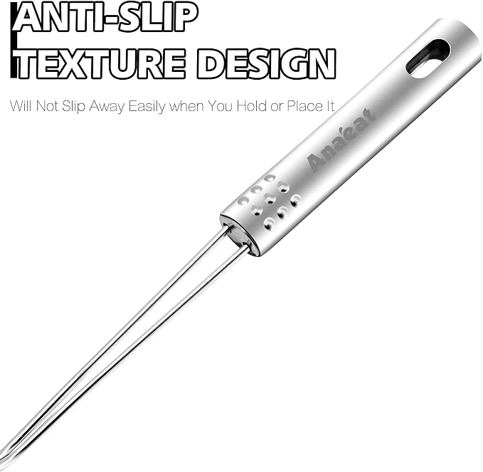 Anaeat Stainless Steel Spider Skimmer, Set of 3 Professional Kitchen Pasta Strainer Spoon with Long Handle - Asian Strainer Ladle Wire Skimmer Spoons for Cooking and Frying (4.5"+5.3"+6.1")