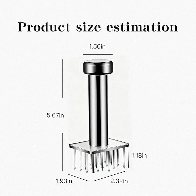 304 Stainless Steel Meat Tenderizer with 18 Sharp Needles - Ideal for Tenderizing & Pounding Steak, Beef, Pork, Chicken