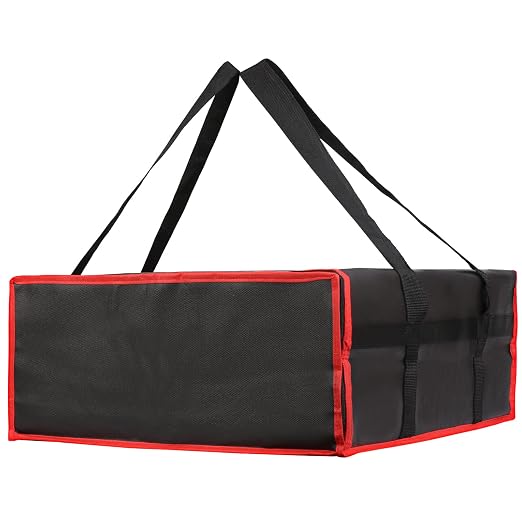 Bodaon Insulated Pizza Delivery Bag, 20" x 20" x 8" Pizza Warmer Bags for Carry Hot, Insulated Food Delivery Bag, Insulated Grocery Bags, Black with Red Edge, 1-Pack | Pizza Bags for Delivery Carry Hot, Insulated Food Delivery Bag, Grocery Shopping, Co...