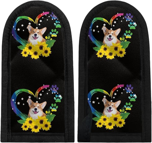Coldinair Corgi Sunflower Love Print Hot Handle Cover Set of 2,Heat Resistant Cast Iron Skillet Holders,Pan Handle Sleeves for Kitchen Cooking Baking