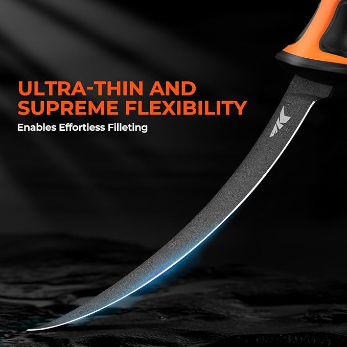 KastKing Ultimate Angler 7" Fillet Knife, Fishing Knife for Men | Vanadium Stainless Steel Blade, Non-Slip Handle, Corrosion-resistant, Sheath with Sharpener & Line Cutter