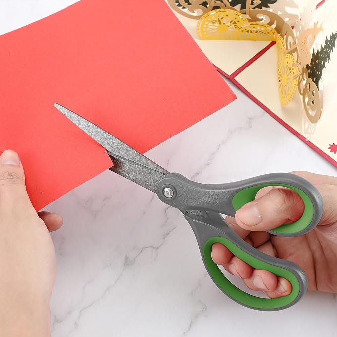 LIVINGO 8" Titanium Coated Scissors 2 Pack All Purpose Shears | Sharp Non Stick Blade, Stainless Steel Construction, Comfort Grip Handle, Home Office Craft DIY Cutting